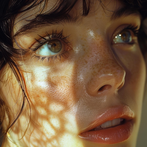 Un visage féminin avec des yeux d'émotion profonde portrait photo ultra réaliste