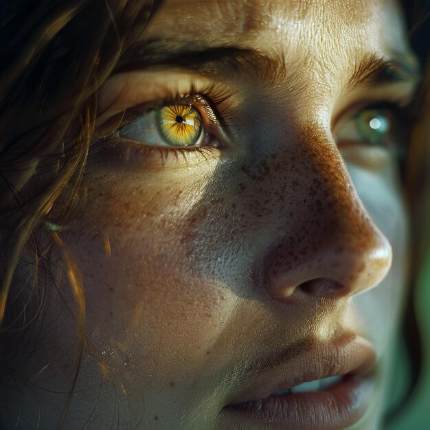 Un visage féminin avec des yeux d'émotion profonde portrait photo ultra réaliste