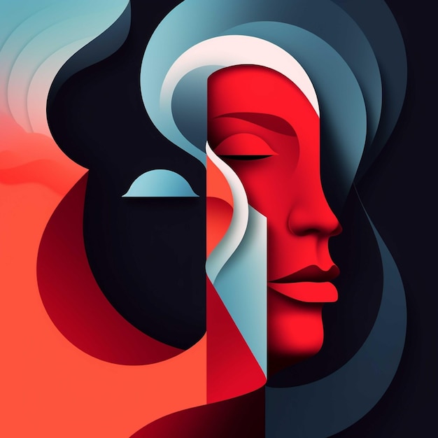 Visage de femme abstraite dans un style papier découpé Illustration vectorielle pour votre conception