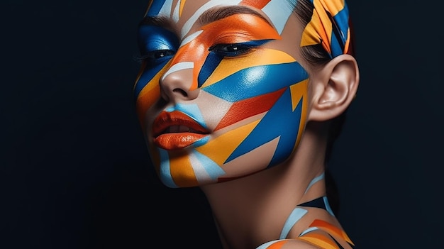 le visage d'une femme aux couleurs du drapeau