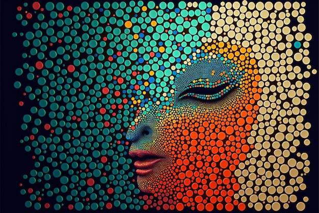 Visage de femme composé de cercles générative ai