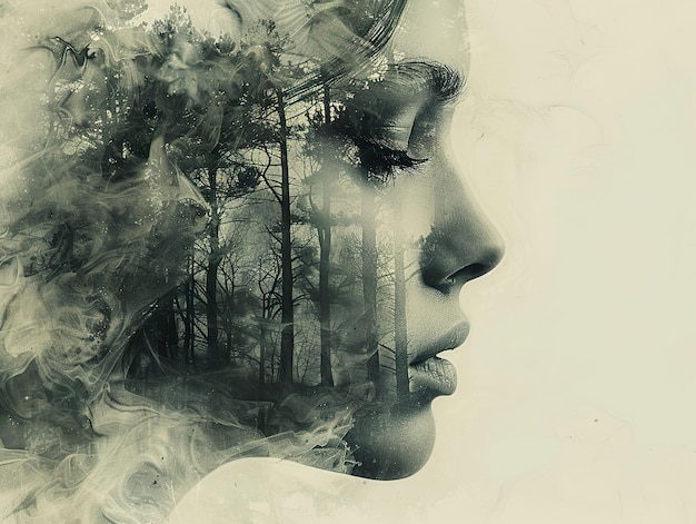 un visage de femme avec le mot le mot dessus