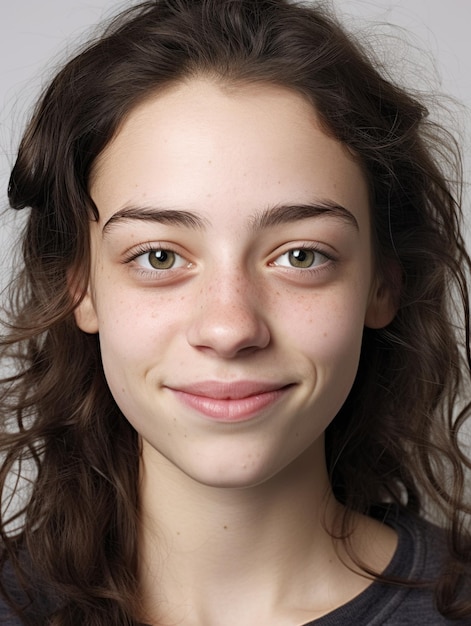 Photo visage de fille avec une texture de peau détaillée