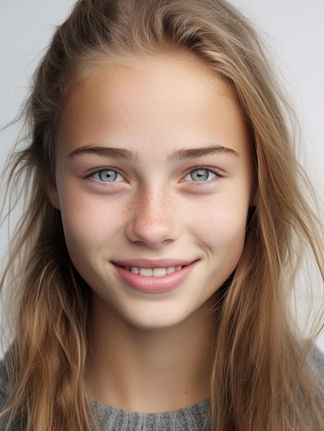 Photo visage de fille avec une texture de peau détaillée