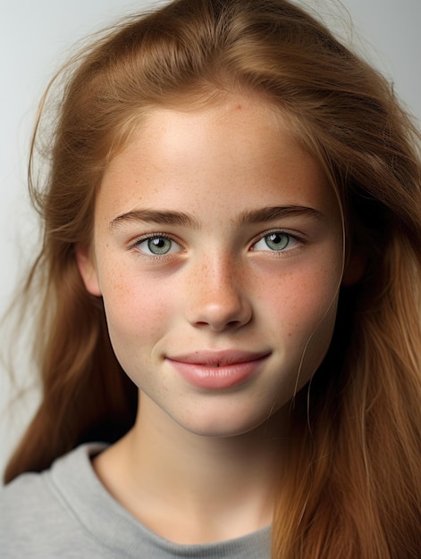 Photo visage de fille avec une texture de peau détaillée