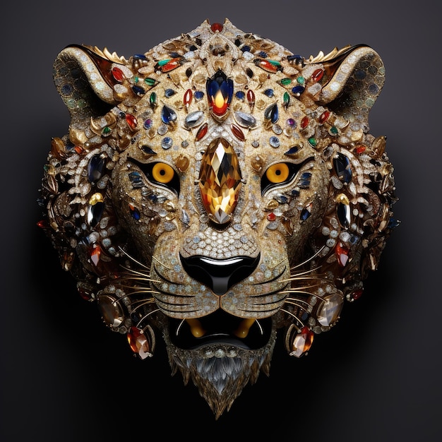 Un visage de guépard fait de belles pierres précieuses Illustration d'animaux de la faune AI générative