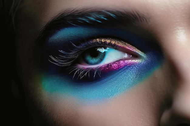 Visage d'homme gay avec maquillage pour les yeux Mascara et eye-liner pour hommes drag queen Illustration d'IA générative