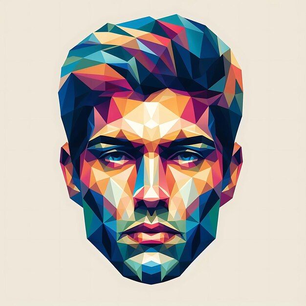 Photo le visage d'un homme polygonal