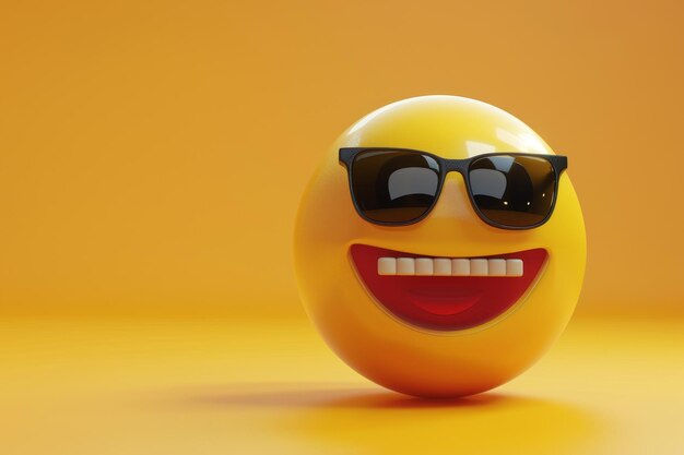 Un visage jaune souriant avec des lunettes de soleil