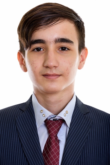 Visage de jeune homme d'affaires adolescent persan beau