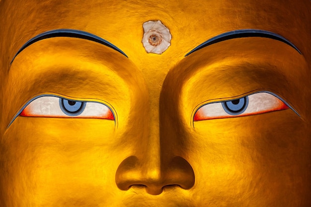 Le visage de Maitreya Bouddha de près au Ladakh