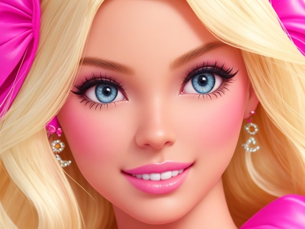 Visage mignon Barbie sur fond