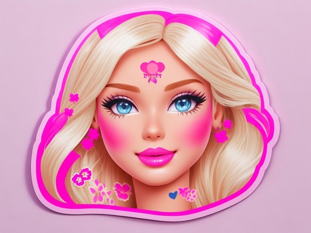 Visage mignon Barbie sur fond