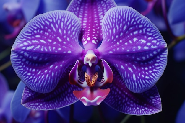 Photo le visage d'une orchidée violette aux yeux timides est magnifiquement capturé