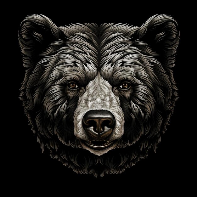 Le visage de l'ours noir est calme.