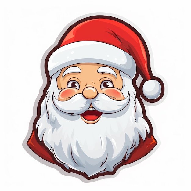 visage de père Noël de dessin animé avec barbe rouge et barbe blanche ai générative