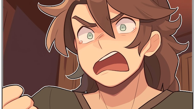 le visage d'un personnage d'anime avec les cheveux roux