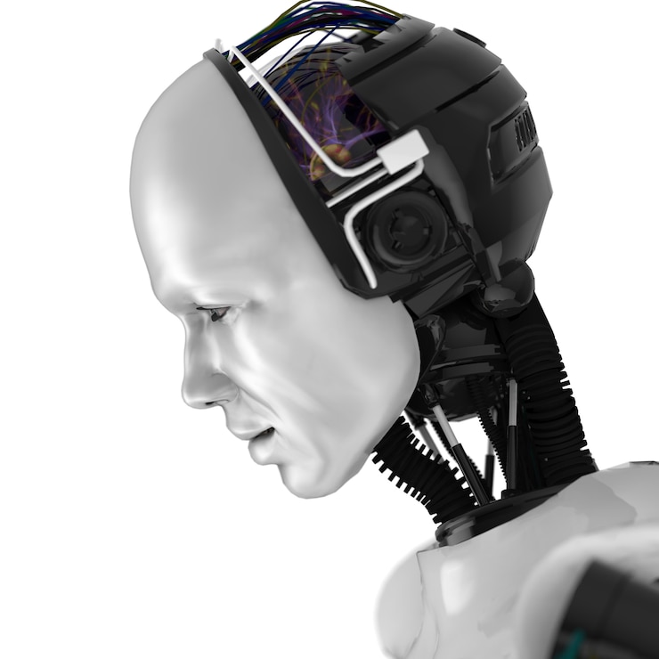 Photo visage robotique humanoïde