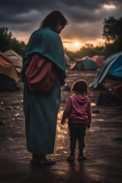 visage sale regard profond enfants tristes dans le camp de réfugiés guerre changement climatique et concept de politique mondiale