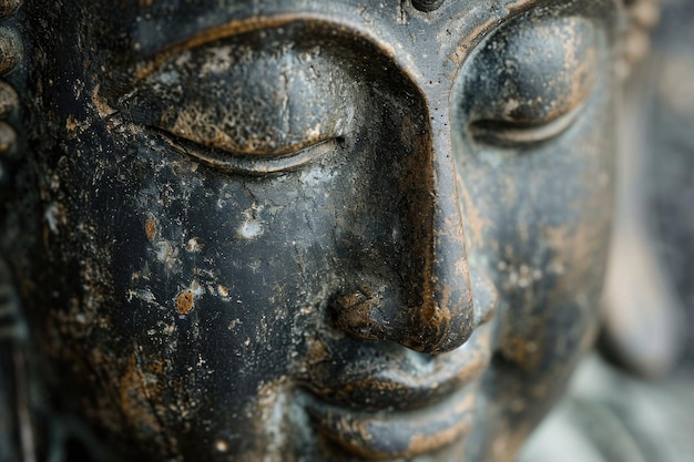 Le visage serein du Bouddha symbolise l'illumination spirituelle, la paix et le Zen.