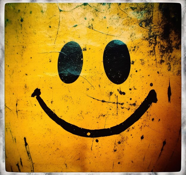 Photo visage souriant jaune peint