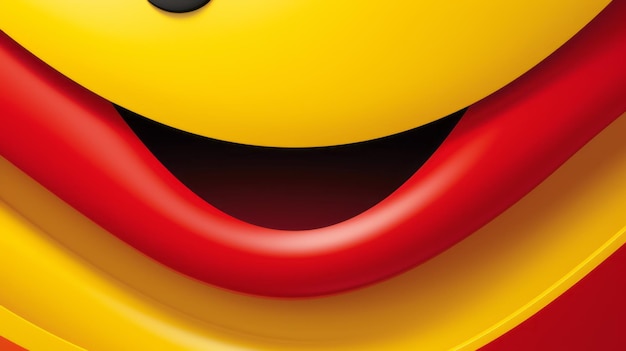 Photo un visage souriant jaune et rouge avec des yeux noirs