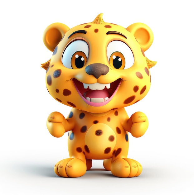 Le visage souriant de la mascotte du léopard de dessin animé sur fond blanc