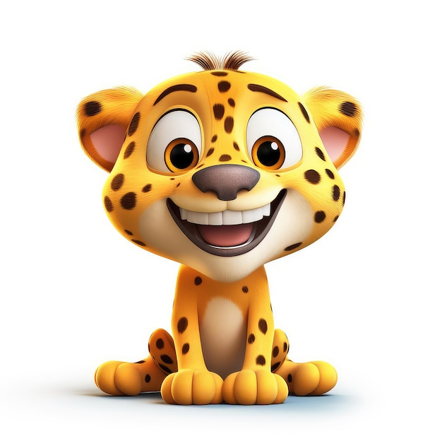 Le visage souriant de la mascotte du léopard de dessin animé sur fond blanc