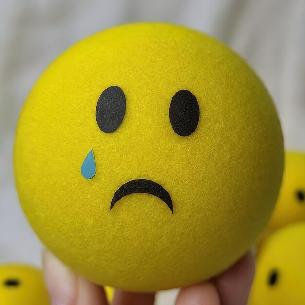 Photo un visage souriant triste avec un emoticon jaune