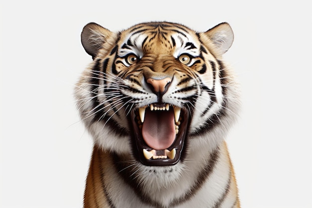 Visage de tigre sur fond blanc