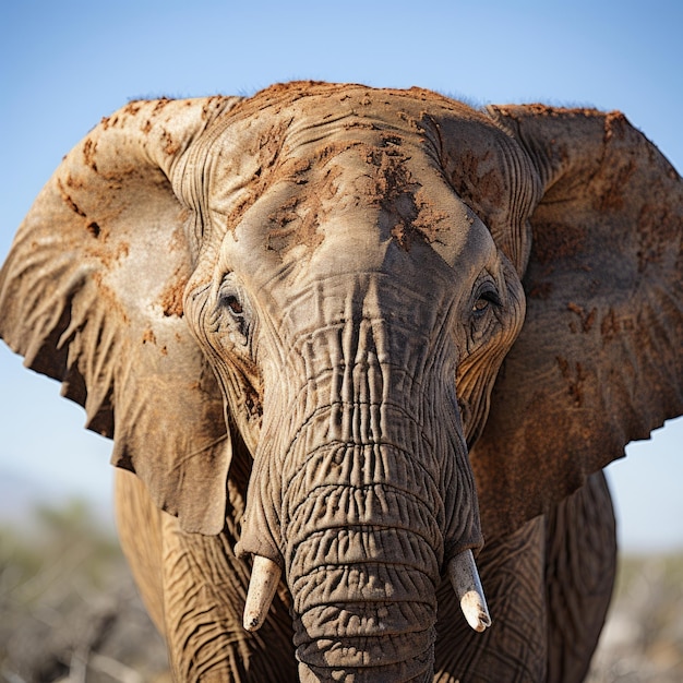 Le visage et la trompe d'un éléphant en gros plan