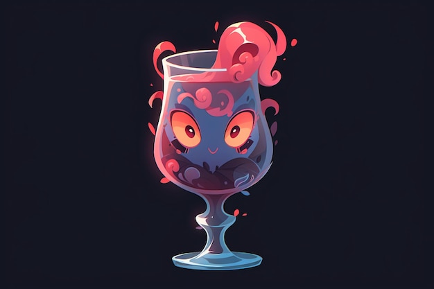 Visage d'un verre à vin avec une illustration d'art numérique d'expression sophistiquée