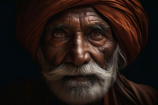Visage de vieil homme indien Generate Ai
