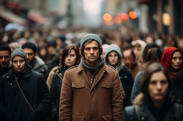 Visages au milieu de la foule générative des rues urbaines