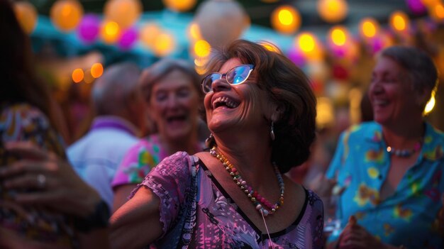 Des visages éclairés de joie lors d'une fête d'été animée