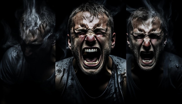 Photo des visages expressifs, des portraits d'émotions intenses en action