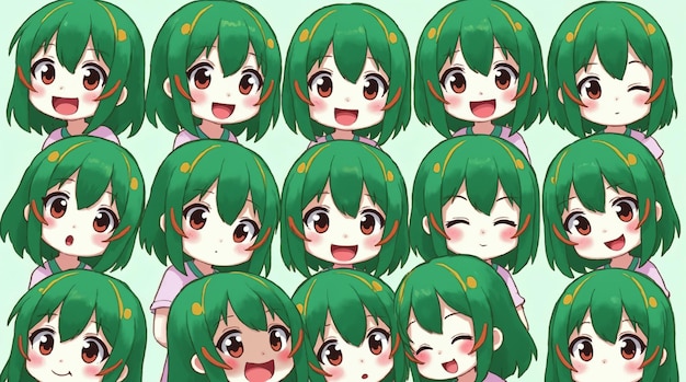 Des visages de filles d'anime adorables
