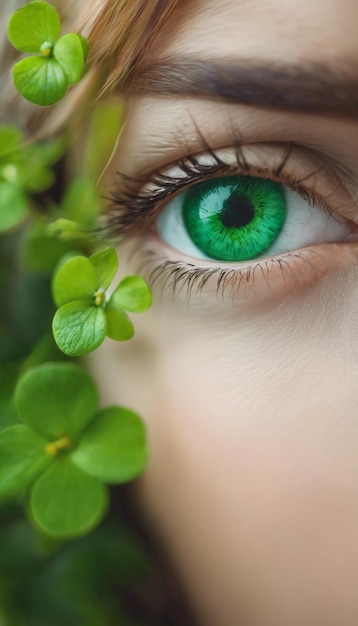 Photo vision d'émeraude un gros plan des yeux verts