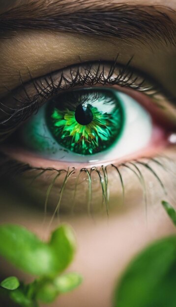 Photo vision d'émeraude un gros plan des yeux verts