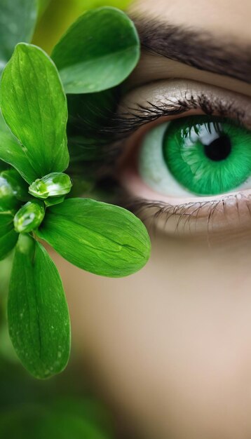 Photo vision d'émeraude un gros plan des yeux verts