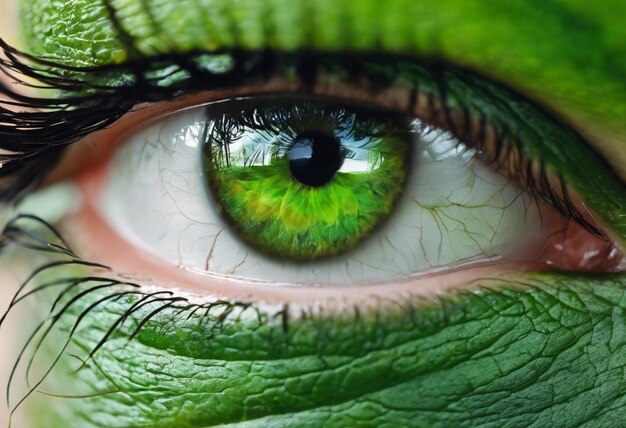 Photo vision d'émeraude un gros plan des yeux verts