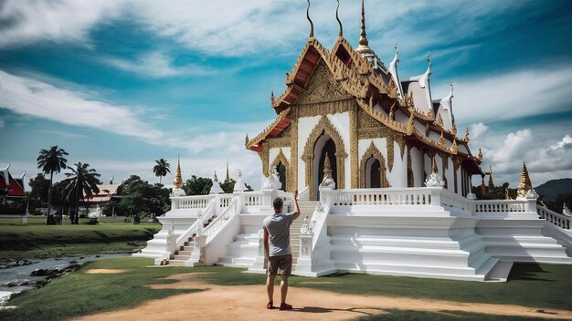 Photo une visite touristique au wat khua khrae à chiang rai, en thaïlande