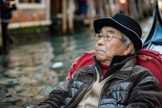 Photo visiteur japonais en gondole à venise