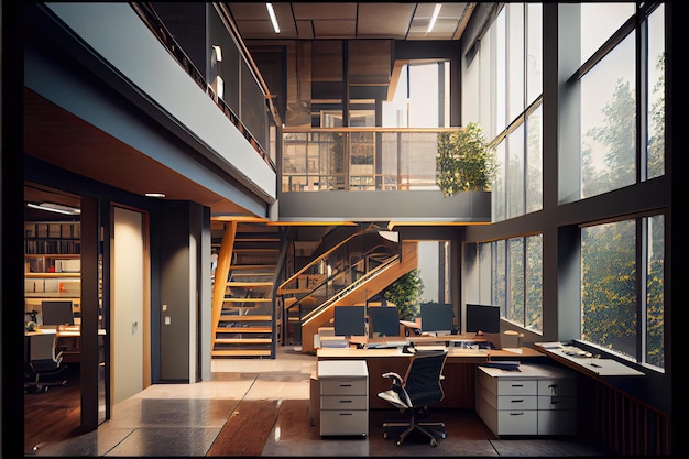Visualisation architecturale d'un bureau