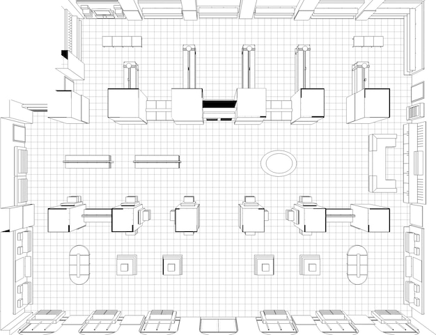 visualisation de contour de centre commercial contour de croquis de rendu 3D