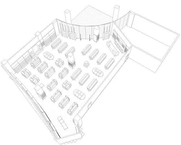 visualisation de contour de centre commercial illustration 3D contour de croquis