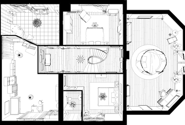 visualisation de contour intérieur contour de croquis illustration 3D