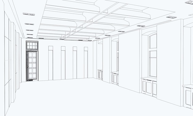Visualisation des contours du pavillon vide contour de l'esquisse de l'illustration 3D