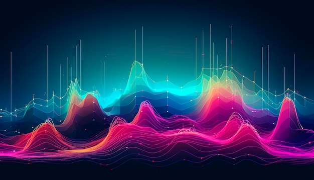 Photo visualisation des données abstrait néon