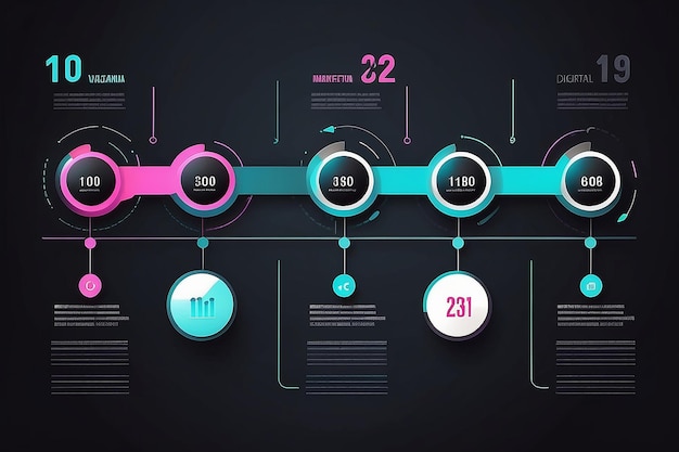 La visualisation des données d'affaires ligne de temps des icônes infographiques conçues pour le modèle d'arrière-plan abstrait élément d'étape diagramme moderne technologie de processus graphique de présentation de données de marketing numérique vecteur